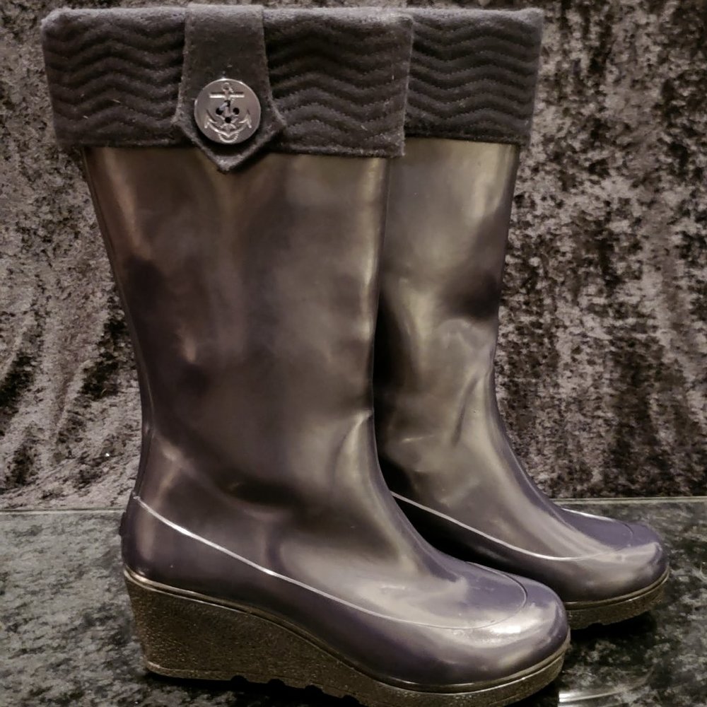 Sperry Navy Blue Waterproof Wedge Boots - 7M